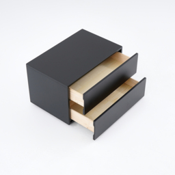 600 mm Modern Minimalist Black Bedroom Bedside Table with 2 Drawers - thumbnail 7