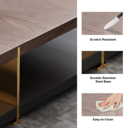 Industrial Black & Walnut Square Pedestal Coffee Table Solid Wood Accent Table - thumbnail 8