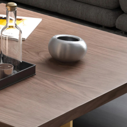Industrial Black & Walnut Square Pedestal Coffee Table Solid Wood Accent Table - thumbnail 6