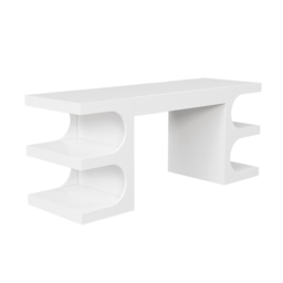 Modern White Writing Desk Office Desk with 1 Drawer & 4 Open Shelves Office Furniture (160 cm) - thumbnail 9