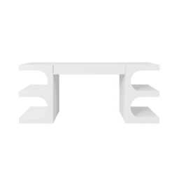 Modern White Writing Desk Office Desk with 1 Drawer & 4 Open Shelves Office Furniture (160 cm) - thumbnail 7