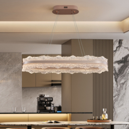 Acrylic Suspension Dining Light, Rose Gold, Modern Minimalist Style, for Kitchen Island or Dining Table, 900mm with Remote & Dimmable Lighting - thumbnail 2