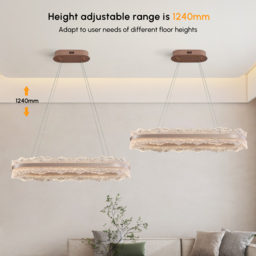 Acrylic Suspension Dining Light, Rose Gold, Modern Minimalist Style, for Kitchen Island or Dining Table, 900mm with Remote & Dimmable Lighting - thumbnail 5