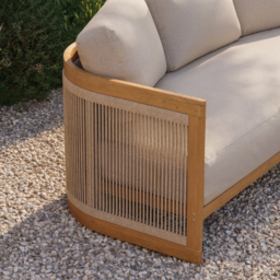 4-Piece Outdoor Teak & Rope Weave Sofa Set with Coffee Table for 6 - thumbnail 8