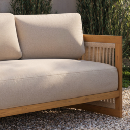 4-Piece Outdoor Teak & Rope Weave Sofa Set with Coffee Table for 6 - thumbnail 9