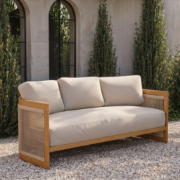 4-Piece Outdoor Teak & Rope Weave Sofa Set with Coffee Table for 6 - thumbnail 7