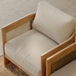 4-Piece Outdoor Teak & Rope Weave Sofa Set with Coffee Table for 6 - thumbnail 6