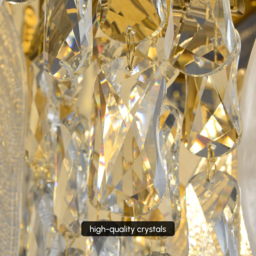 Luxury Tiered Leaf Glass & Crystal Chandelier with Adjustable Hanging Height - thumbnail 9