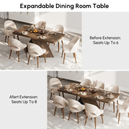 160 - 200 cm Extendable Walnut Dining Table Modern Farmhouse 4-6 Seater Pedestal Base - thumbnail 5