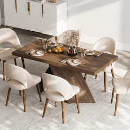 160 - 200 cm Extendable Walnut Dining Table Modern Farmhouse 4-6 Seater Pedestal Base - thumbnail 4