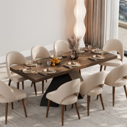 160 - 200 cm Extendable Walnut Dining Table Modern Farmhouse 4-6 Seater Pedestal Base - thumbnail 8