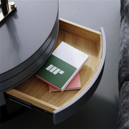Gray Round Modern Wood Swivel Coffee Table with Storage Drawer - thumbnail 8