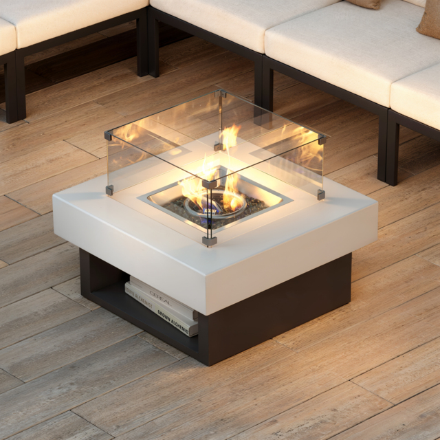 Smokeless Propane Outdoor Fire Pit Table Square Patio Furniture Firepit in Aluminum(370mm High) - image 1