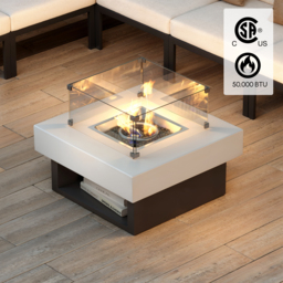 Smokeless Propane Outdoor Fire Pit Table Square Patio Furniture Firepit in Aluminum(370mm High) - thumbnail 2