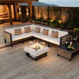 Smokeless Propane Outdoor Fire Pit Table Square Patio Furniture Firepit in Aluminum(370mm High) - thumbnail 5