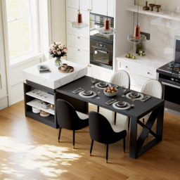 "73""-93"" Extendable Kitchen Island Set with 4 Dining Chairs" - thumbnail 2