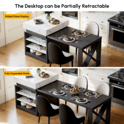 "73""-93"" Extendable Kitchen Island Set with 4 Dining Chairs" - thumbnail 7