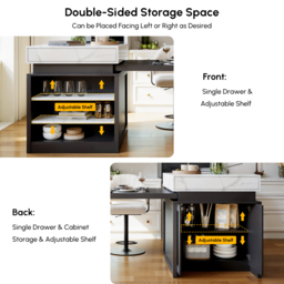 "73""-93"" Extendable Kitchen Island Set with 4 Dining Chairs" - thumbnail 6