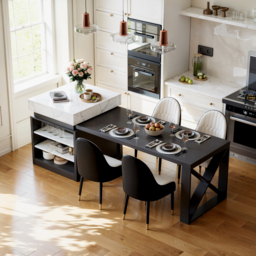 "73""-93"" Extendable Kitchen Island Set with 4 Dining Chairs" - thumbnail 1