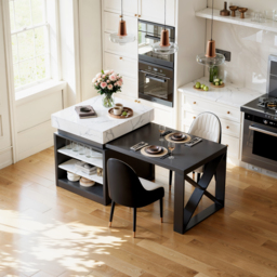 "73""-93"" Extendable Kitchen Island Set with 4 Dining Chairs" - thumbnail 3