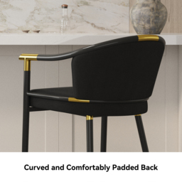 Modern Counter Stools with Velvet Upholstery Black Bar Stools - thumbnail 6