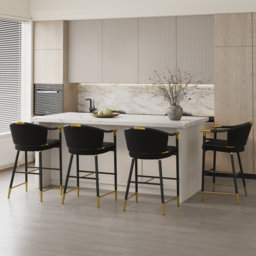 Modern Counter Stools with Velvet Upholstery Black Bar Stools - thumbnail 5