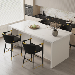 Modern Counter Stools with Velvet Upholstery Black Bar Stools - thumbnail 3