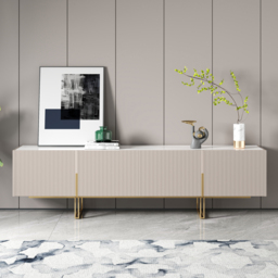 Grovyn  220 cm Sintered Stone Top Fluted TV Stand with Spacious Cabinets - thumbnail 2
