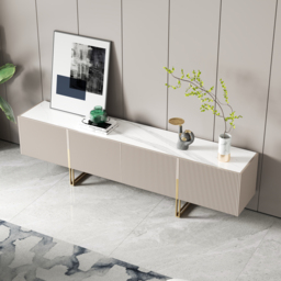 Grovyn  220 cm Sintered Stone Top Fluted TV Stand with Spacious Cabinets - thumbnail 4