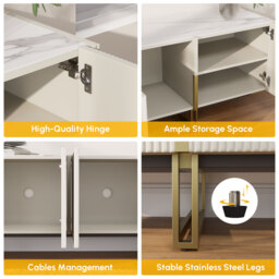 Grovyn  220 cm Sintered Stone Top Fluted TV Stand with Spacious Cabinets - thumbnail 9