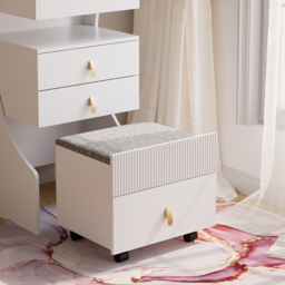 modern white dressing table set with mirror, mini dressing table and stool - thumbnail 7