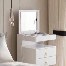 modern white dressing table set with mirror, mini dressing table and stool - thumbnail 6