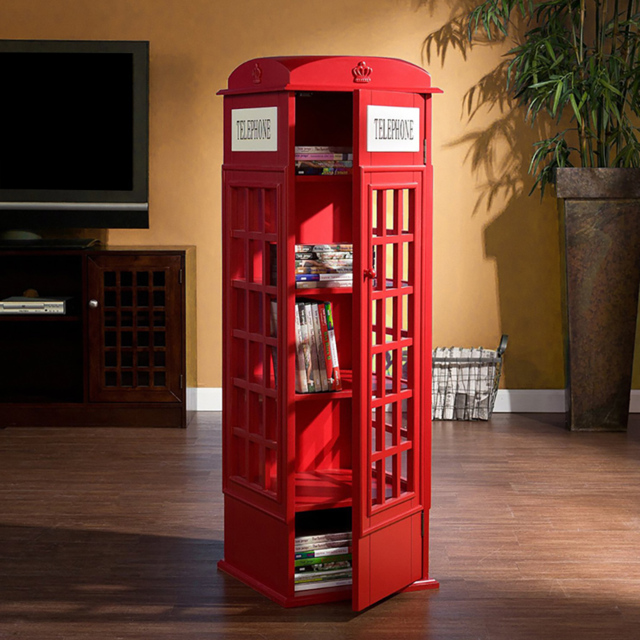 Phone Booth-Shaped Retro Kid's Bookcase England Style - image 1