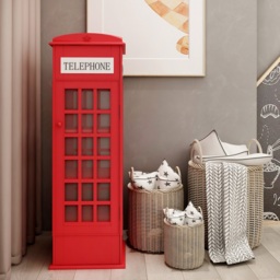 Phone Booth-Shaped Retro Kid's Bookcase England Style - thumbnail 2
