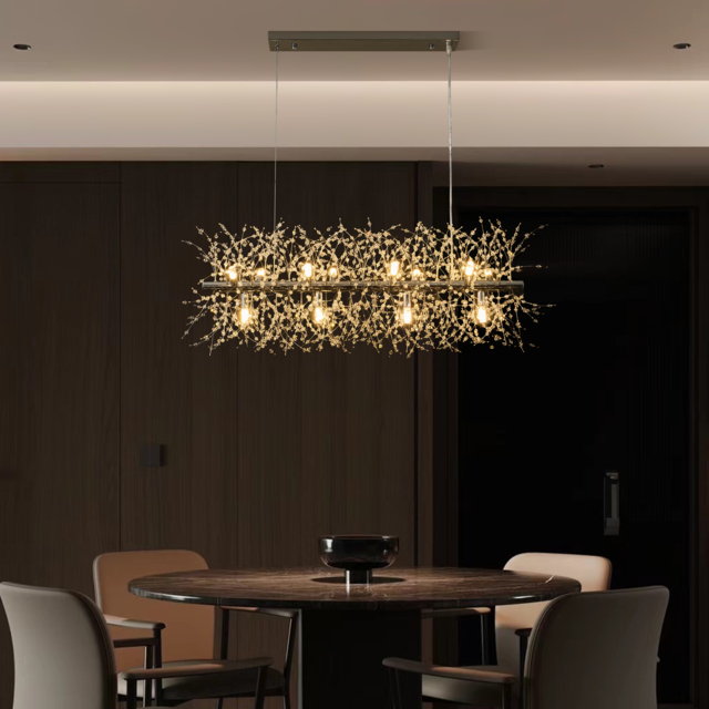 Mid Century Modern 12-Light Crystal Firework Sputnik Kitchen Island Lighting in Chrome - image 1