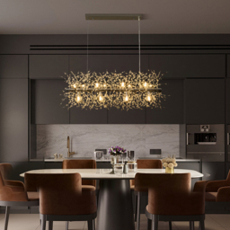 Mid Century Modern 12-Light Crystal Firework Sputnik Kitchen Island Lighting in Chrome - thumbnail 2