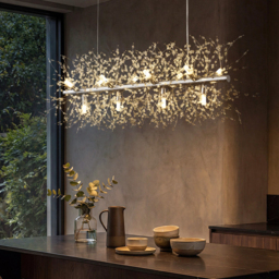 Mid Century Modern 12-Light Crystal Firework Sputnik Kitchen Island Lighting in Chrome - thumbnail 4