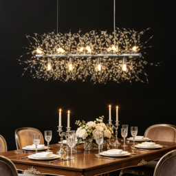Mid Century Modern 12-Light Crystal Firework Sputnik Kitchen Island Lighting in Chrome - thumbnail 3