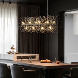 Mid Century Modern 12-Light Crystal Firework Sputnik Kitchen Island Lighting in Chrome - thumbnail 5
