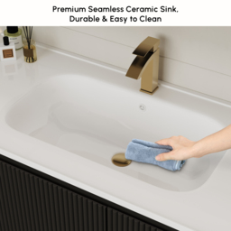 Modern 120 cm Floating Bathroom Vanity with Sink, Soft LED, Ample Storage - thumbnail 7