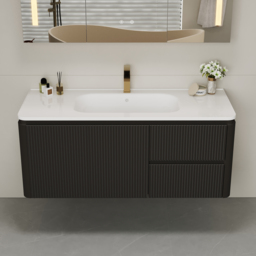 Modern 120 cm Floating Bathroom Vanity with Sink, Soft LED, Ample Storage - thumbnail 3