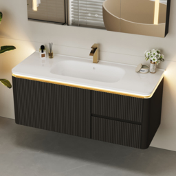Modern 120 cm Floating Bathroom Vanity with Sink, Soft LED, Ample Storage - thumbnail 2