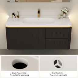Modern 120 cm Floating Bathroom Vanity with Sink, Soft LED, Ample Storage - thumbnail 8