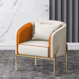 Modern Accent Chair Tufted Upholstered PU Leather Accent Chair in Gold - thumbnail 2