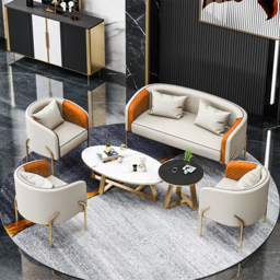 Modern Accent Chair Tufted Upholstered PU Leather Accent Chair in Gold - thumbnail 5