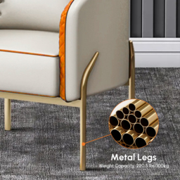 Modern Accent Chair Tufted Upholstered PU Leather Accent Chair in Gold - thumbnail 8