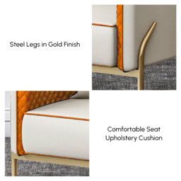 Modern Accent Chair Tufted Upholstered PU Leather Accent Chair in Gold - thumbnail 9