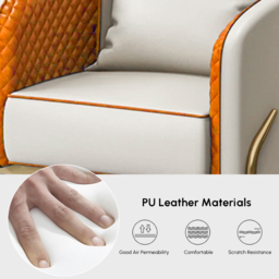 Modern Accent Chair Tufted Upholstered PU Leather Accent Chair in Gold - thumbnail 6