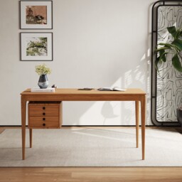 Mid-century Style Natural Ash Wood Writing Desk Home Office Desk with 3 Drawers Office Furniture (1400mm) - thumbnail 1