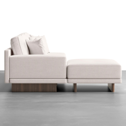 Modern Living Room Couch Set Fabric L-Shaped White Modular Sectional Sofa & Wood Block Coffee Table - thumbnail 7
